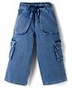 Olio Kids Denim Woven Full Length Solid Jeans With Cargo Pockets - Light Blue