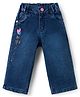 Olio Kids Denim Woven Full Length Hearts Embroidered Jeans - Navy Blue