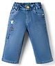 Olio Kids Denim Woven Full Length Hearts Embroidered Jeans - Light Blue