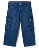 Olio Kids Denim Woven Full Length Solid Jeans With Cargo Pockets - Blue