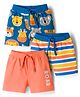 Babyhug Single Jersey Knit Mid Thigh Shorts with Animal Print Pack of 3 - Multicolor