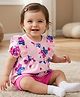 Babyoye 100% Cotton Interlock Knit Frill Sleeves T-Shirt & Shorts Set With Eco Jiva Finish & Butterlfy Print - Pink