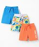 Babyhug Single Jersey Knit Mid Thigh Solid & Printed Shorts Pack of 3 - Multicolor