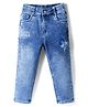 Olio Kids Denim Woven Full Length Solid Jeans With Beach Theme Print - Light Blue