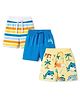 Babyhug 100% Cotton Single Jersey Knit Mid Thigh Striped & Printed Shorts Pack of 3 - Multicolor