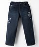 Olio Kids Denim Woven Full Length Jeans with Text Print - Black