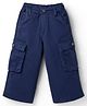 Olio Kids Cotton Woven Full Length Solid Cargo Pant - Navy Blue