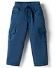 Olio Kids Cotton Woven Full Length Solid Color Trouser - Navy Blue