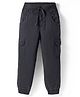 Olio Kids Cotton Woven Full Length Solid Trouser - Black