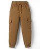Olio Kids Cotton Woven Full Length Solid Trouser - Brown