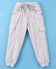 Olio Kids Cotton Woven Full Length Solid Trouser - Light Grey