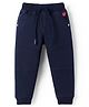 Olio Kids Cotton Woven Full Length Cut N Sew Solid Trouser-Navy Blue