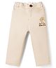 Olio Kids Cotton Woven Full Length Trouser With Embroidery Detailing - Khaki