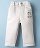 Olio Kids Cotton Woven Full Length Trouser with Embroidery Detailing - White