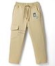 Olio Kids Knitted Full Length Lounge Pant With Cargo Pocket & Text Print - Khaki