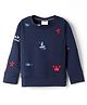 Olio Kids Sinker Knit Full Sleeves  Ship & Crab Embroidered T-Shirt - Navy Blue