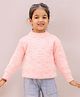 Little Ginnie Woollen Woven Full Sleeves Abstract Designed Sweater - Pink