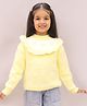 Little Ginnie Woollen Woven Full Sleeves Heart Designed Sweater - Yellow