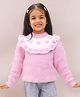 Little Ginnie Woollen Woven Full Sleeves Heart Designed Sweater - Purple