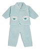 Little Ginnie Woven Full Sleeves  Bear Detailed Night Suit Set - Blue