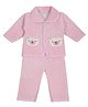 Little Ginnie Woven Full Sleeves  Bear Detailed Night Suit Set - Pink
