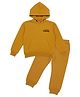 Little Ginnie Fleece Woven Full Sleeves Brand Name Printed  Hoodie & Pant Set - Mustard