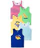 Doodle Poodle 100% Single Jersey Knit Sleeveless Vests With Dino Print Pack Of 5 - Multicolour