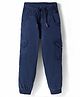 Olio Kids Cotton Woven Full Length Solid Trouser - Navy Blue