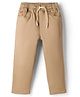 Olio Kids Cotton Woven Full Length Solid Trouser With Patch - Cream