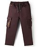 Olio Kids Cotton Woven Full Length Text Printed Trouser With Cargo Pockets - Brown