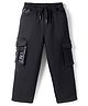 Olio Kids Cotton Woven Full Length Text Printed Trouser With Cargo Pockets - Black