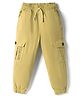 Olio Kids Cotton Woven Full Length Cut N Sew Text Printed Trouser - Khaki