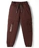 Olio Kids Cotton Woven Full Length Cut N Sew Text Printed Trouser - Brown
