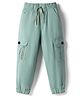 Olio Kids Cotton Woven Full Length Cut N Sew Text Printed Trouser - Sea Green