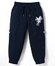 Olio Kids Cotton Woven Full Length Eagle Printed Trouser - Navy Blue