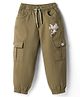 Olio Kids Cotton Woven Full Length Eagle Printed Trouser - Light Olive Green