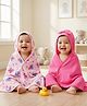 Babyoye 100% Cotton Knit Eco Jiva Finish Hooded Towels with Butterfly Print Pack of 2 L 78 x B 78 cm - Pink