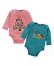 Kadam Baby Cotton Knit Christmas Theme Pack Of 2 Full Sleeves Santa Baby Text Printed Onesies - Red & Green