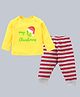 Kadam Baby Cotton Knit Christmas Theme Full Sleeves My 1st Christmas Text Printed Tee & Joggers Set - Yellow & Red