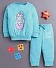 BUMZEE Cotton Knit Full Sleeves Unicorn Printed Night Suit Set - Blue
