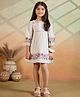 Tiny Twills Cotton Woven Three Fourth Sleeves Floral Embroidered Dress - Beige