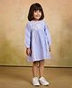 Tiny Twills Linen Woven Full Sleeves Floral Embroidered Dress - Light Blue