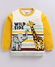 Little Ninja Cotton Knit Full Sleeves Elephant & Giraffe Printed Light Winter Sweatshirt - Yellow