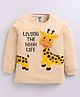 Little Ninja Cotton Knit Full Sleeves Giraffe & Text Printed Light Winter Sweatshirt - Beige