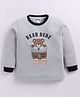 Little Ninja Cotton Knit Full Sleeves Bear Printed Light Winter Sweatshirt - Grey