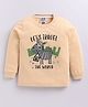 Little Ninja Cotton Knit Full Sleeves Zebra Printed Light Winter Sweatshirt - Beige