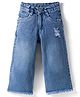 Olio Kids Woven Full Length Solid Denim Jeans With Distressed Pattern - Light Blue