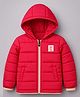 KUCHIPOO Knit Full Sleeves Patch Detailed Solid Puffer Jacket - Red