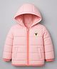 KUCHIPOO Knit Full Sleeves Patch Detailed Solid Puffer Jacket - Pink