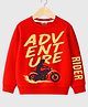 KUCHIPOO Fleece Knit Full Sleeves Adventure Text Printed Light Winter Sweatshirt - Red
